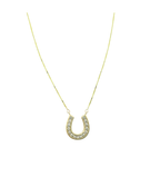 14K Gold Diamond Horseshoe Box Chain Necklace