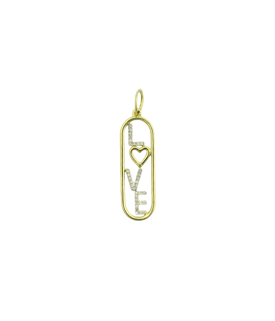 14K Gold .10ct Diamond LOVE Rectangle Plate
