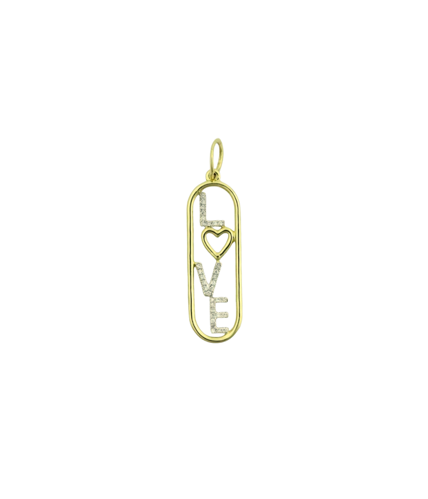 14K Gold .10ct Diamond LOVE Rectangle Plate