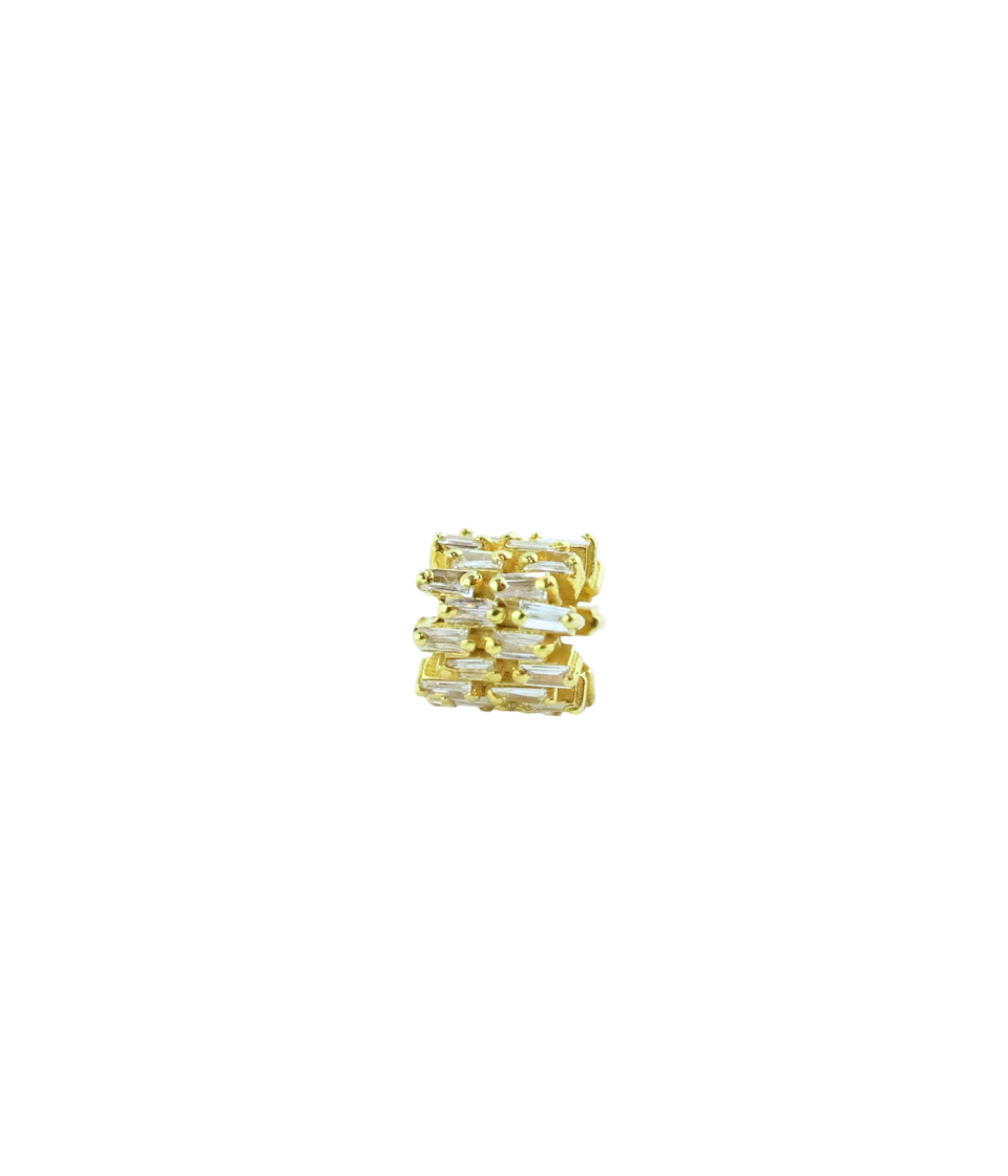 7mm 14K Gold Baguette Diamond Zig Zag Spacer