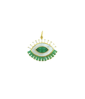 14K Gold Mother of Pearl Baguette Emerald Evil Eye Charm