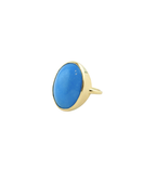 14K Gold Dark Turquoise Large Oval Ring