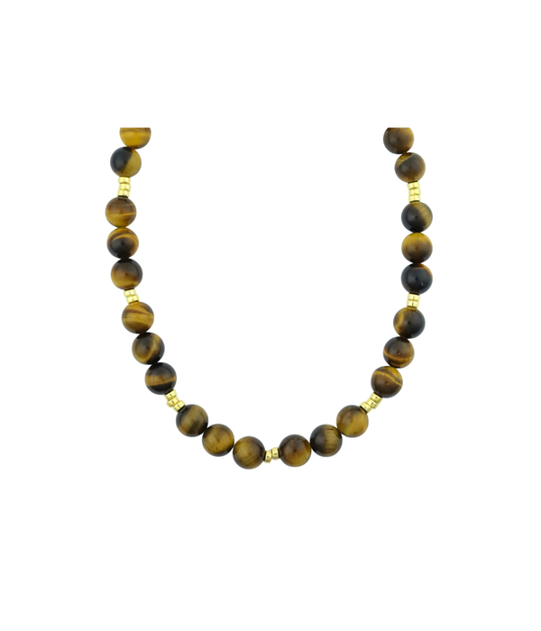 10mm Tiger's Eye Trio Rondelle Beaded Necklace