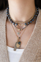 14K Gold Two Tone Long Skinny Diamond Dog Tag