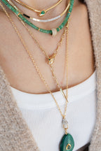 14K Gold Link + Oval Snake .11ct Diamond Lariat Necklace