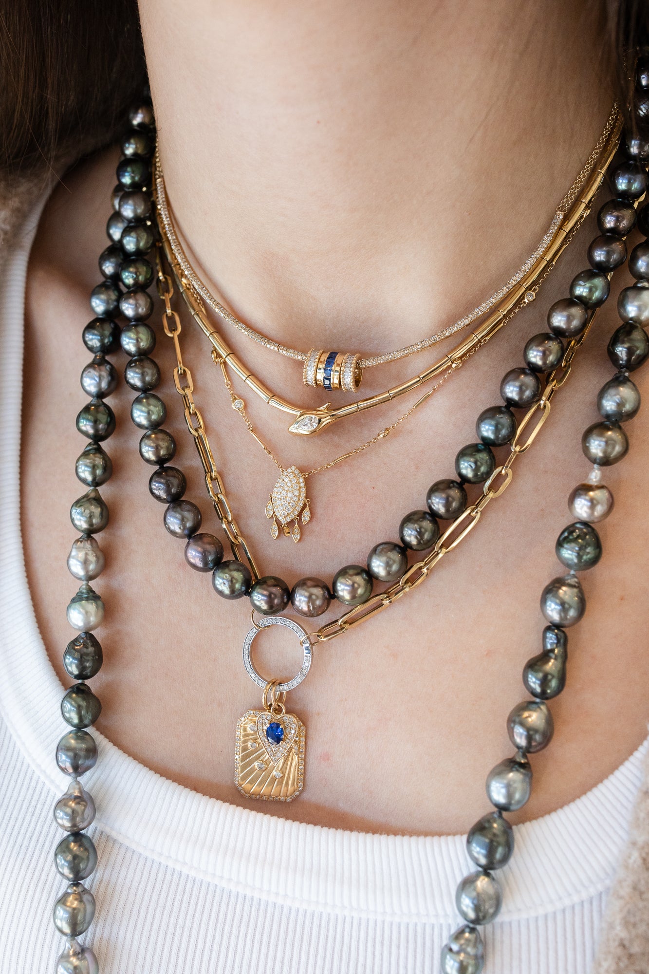 32" Large Baroque Tahitian Pearl Necklace