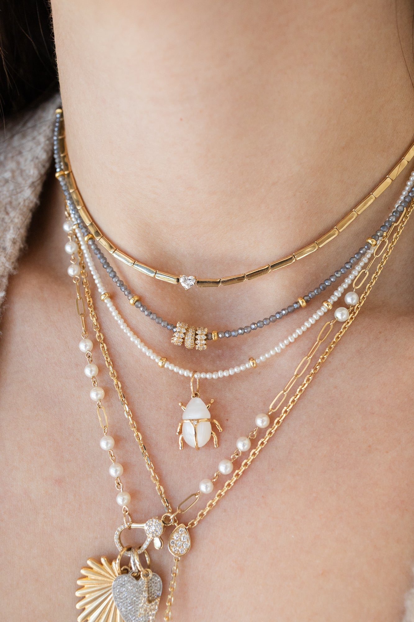 Tiny Round Seed Pearl Rondelle Necklace