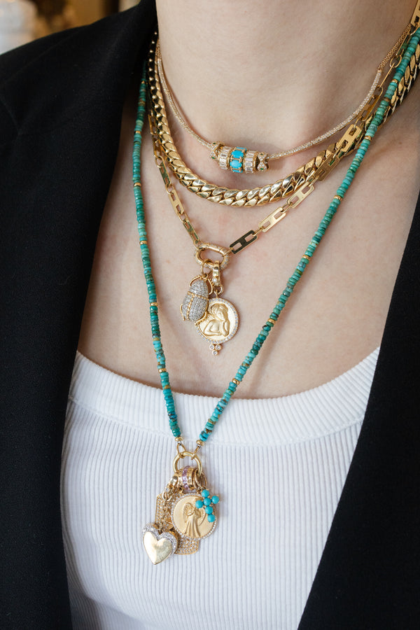 14K Matte Gold Diamond Trio Guardian Angel Charm