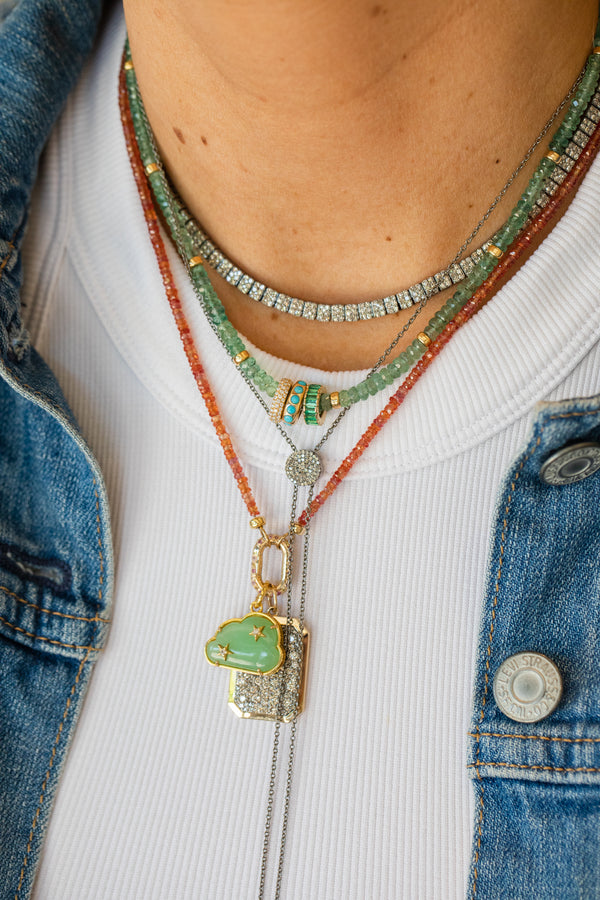 Green Kyanite Gold Rondelle Necklace