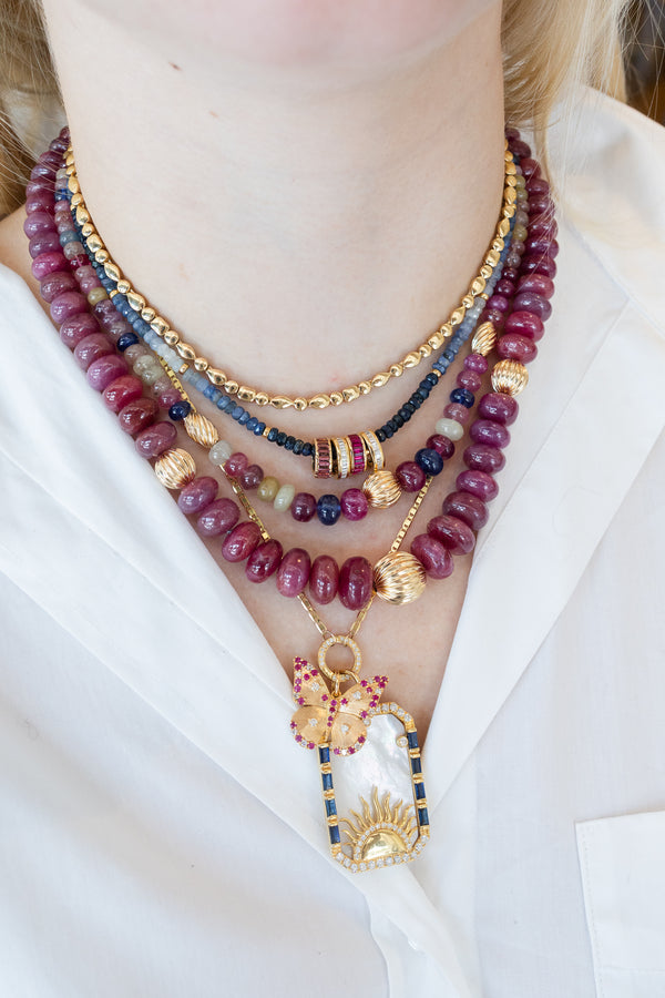 Natural Graduated Ruby Fluted Rondelle Necklace