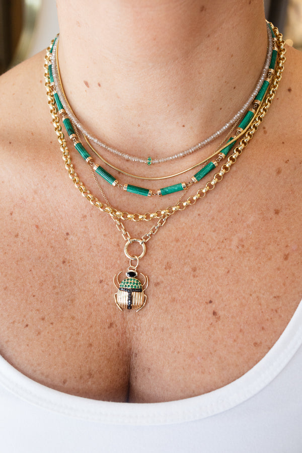 Champagne Zircon Tiny Emerald Spacer Necklace