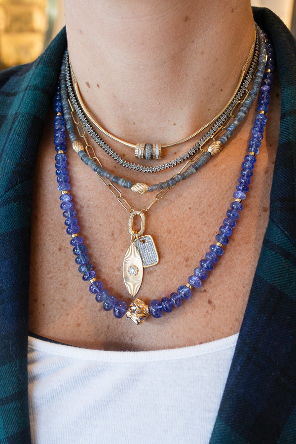 Graduated Tanzanite Twisted Lantern Beaded Necklace