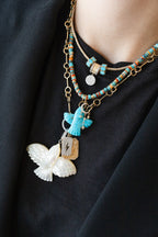 XL Carved Mother of Pearl Thunderbird Silver Diamond Charm