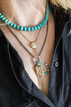 Silver Polki Diamond & Turquoise Horseshoe Charm