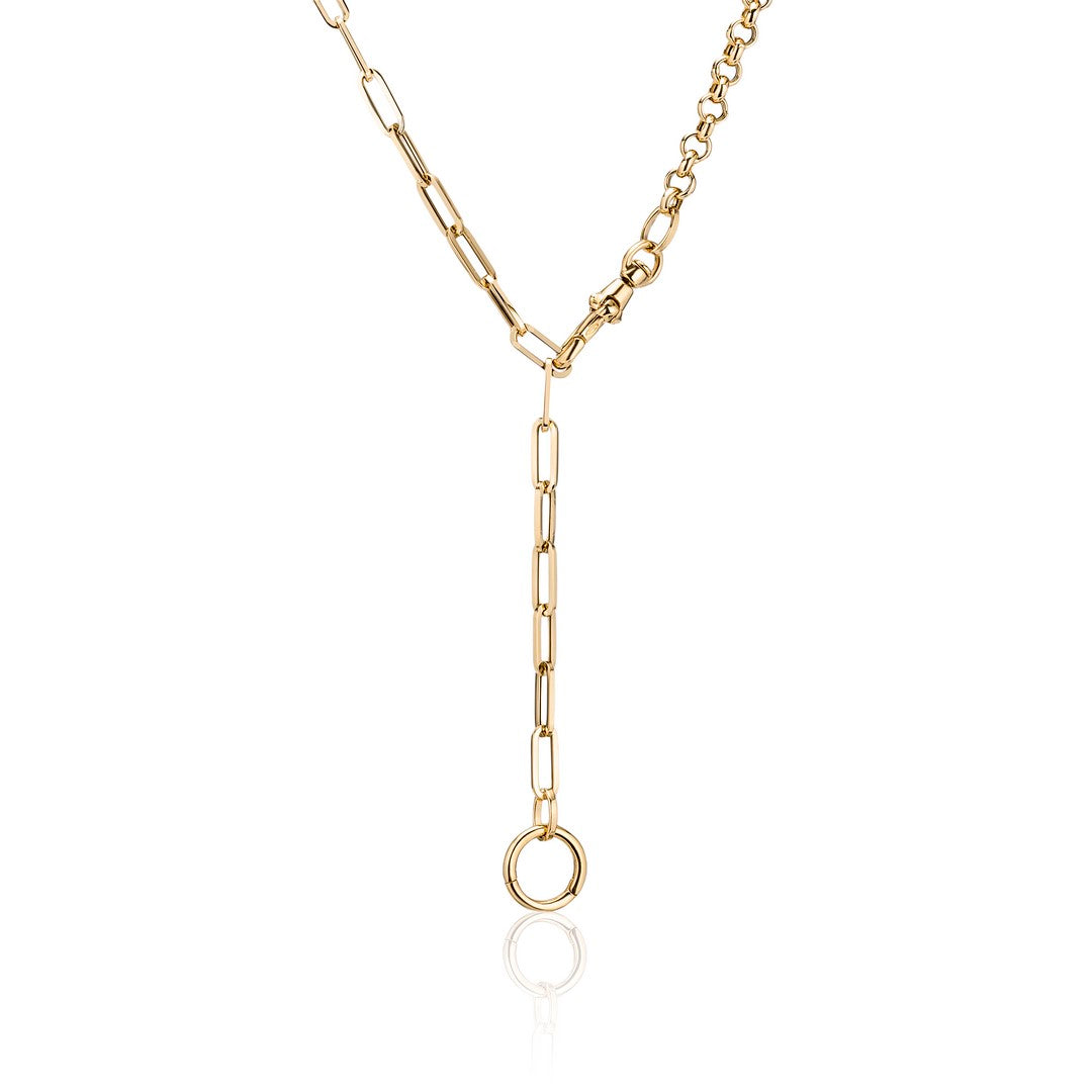 14K Gold 1/2 Rolo + Paperclip Swivel Clip Lock Necklace