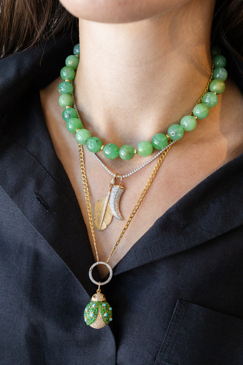 10mm Round Chrysoprase Rondelle Beaded Necklace