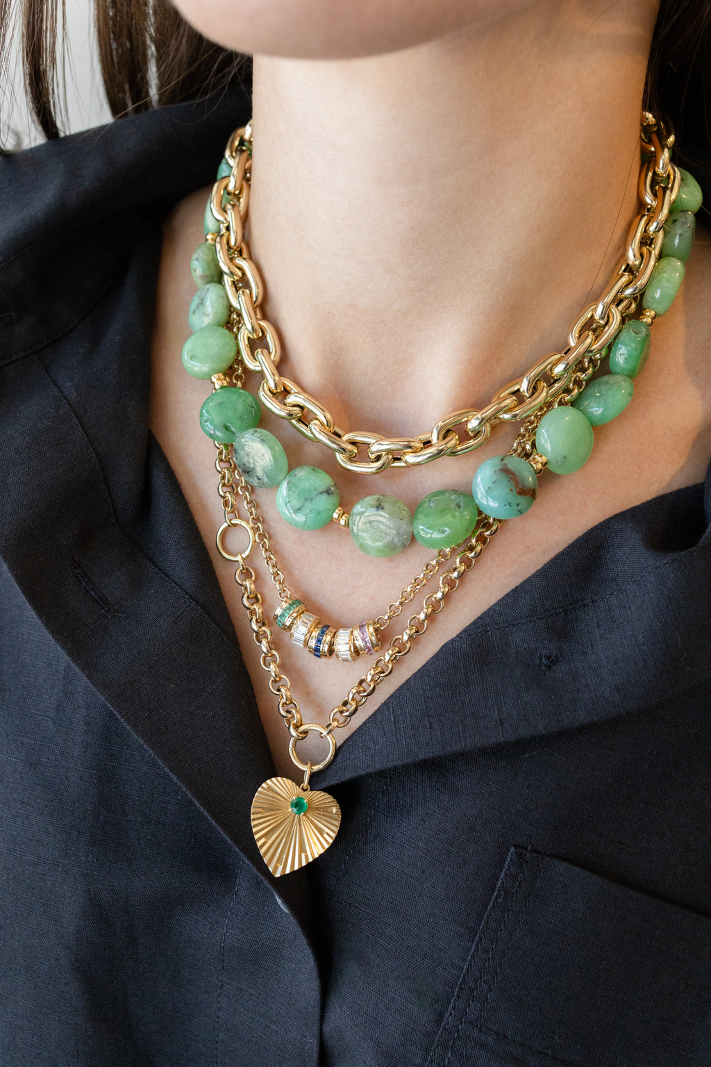 15mm Round Flat Peruvian Opal Rondelle Necklace