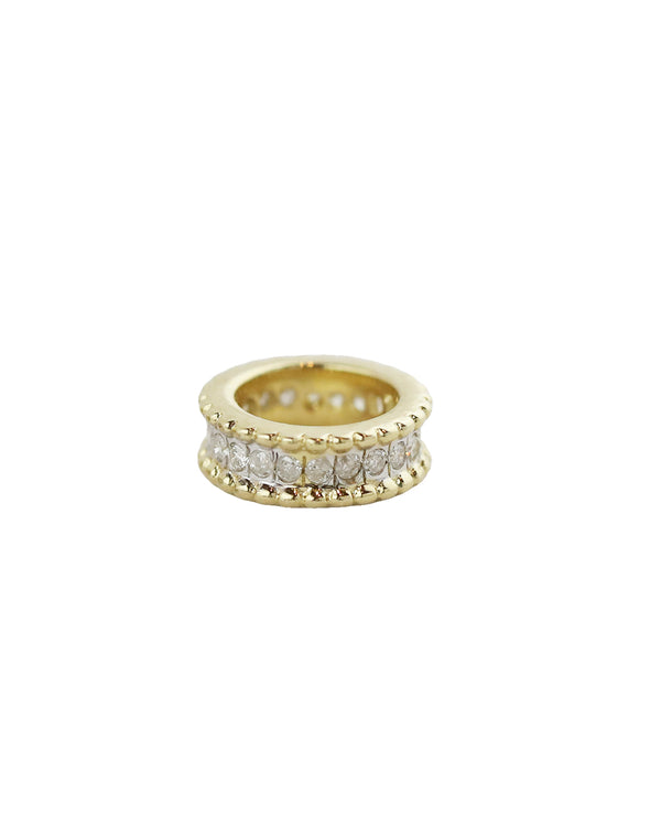 14K Gold Thin Dotted Edge Diamond Spacer