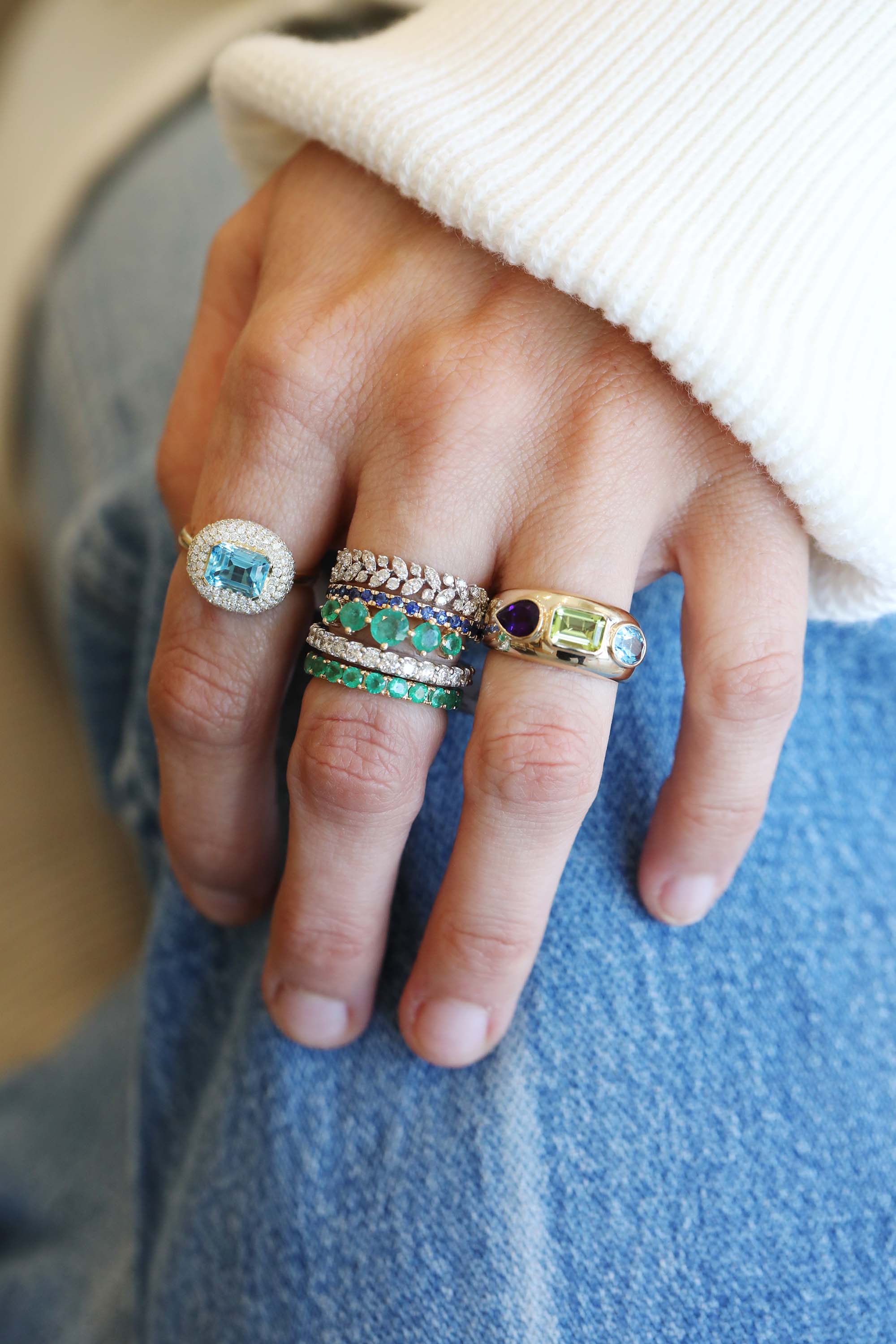14K Gold Emerald Eternity Ring