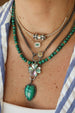 Silver Diamond Elongated Malachite Heart