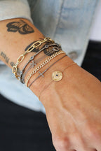 Small Silver Diamond Sideways Cross Bracelet