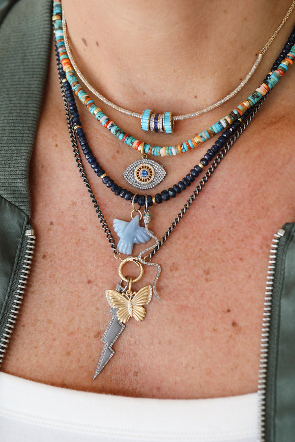 Silver Diamond Lightning Bolt Pendant