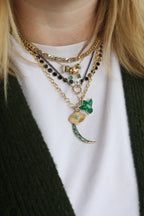 14K Gold Green Baguette Sapphire Dangle Spacer