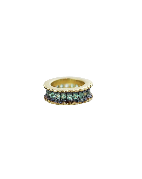 14K Gold Dark Dotted Emerald Spacer