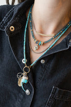 14K Gold Diamond Turquoise Scarab Pendant