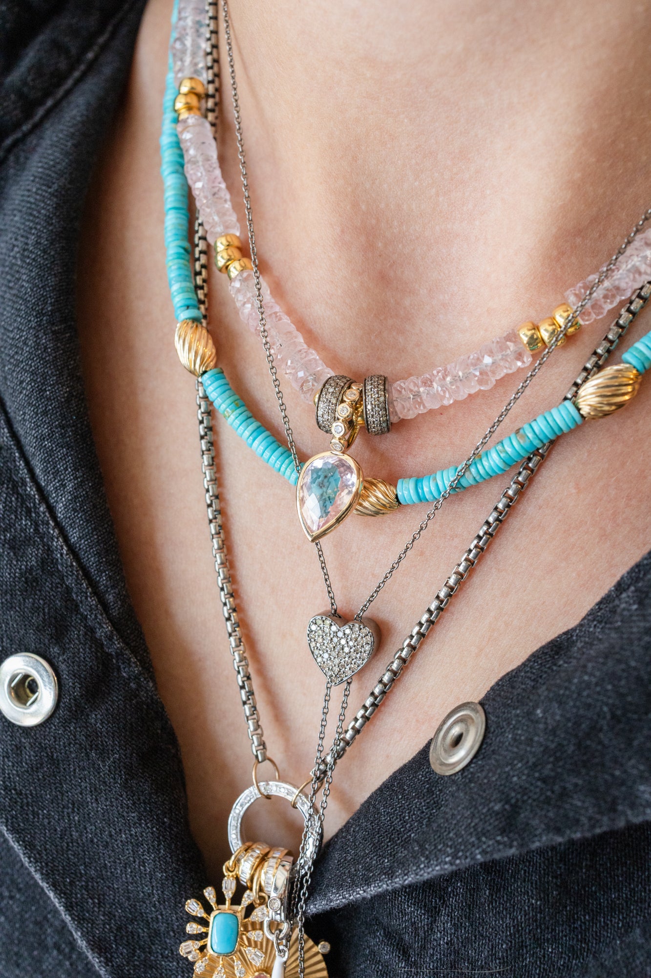 Silver Diamond Heart Bolo Tie Necklace