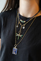 14K Gold Emerald & Sapphire Dragonfly Charm