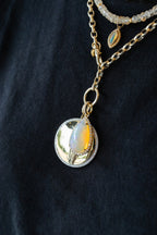 14K Gold Teardrop Opal Diamond Charm
