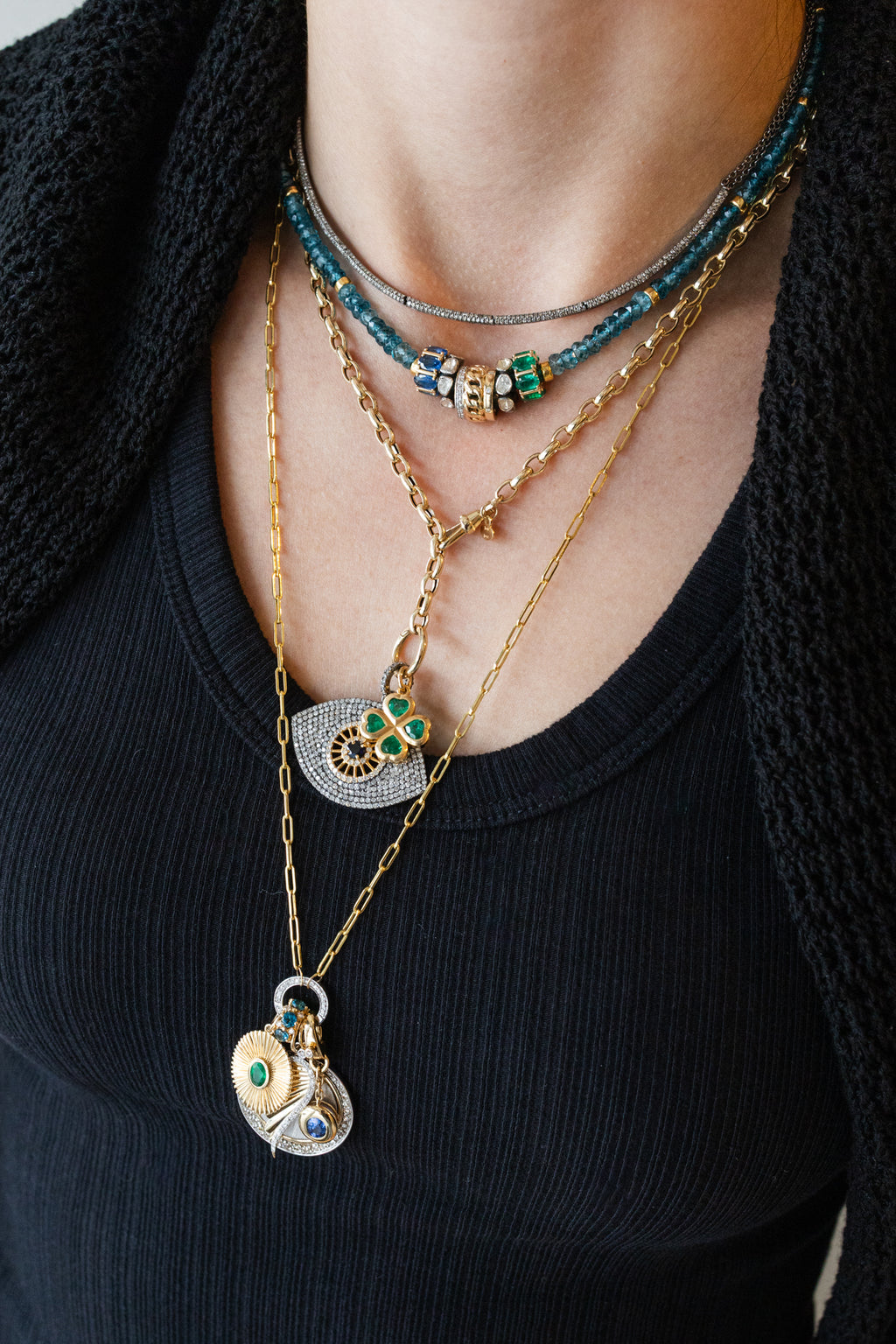 14K Gold Small Oval Swivel Clip Lock Necklace