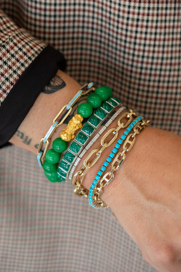 Federico Single Row Malachite Tiled Cuff