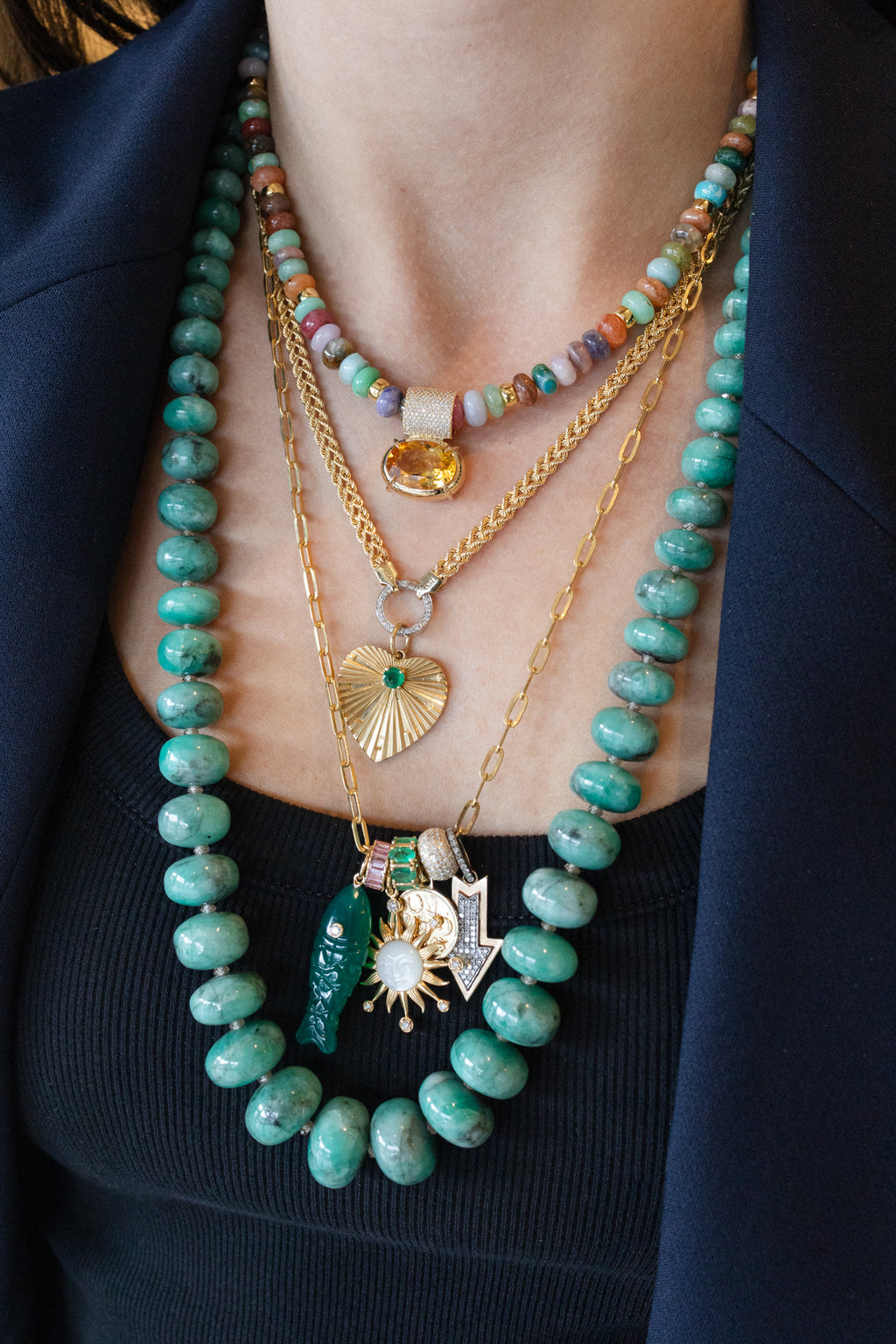 Multi Colored Agate Rondelle Necklace
