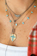 14K Gold Turquoise Cross Fanned Heart Charm
