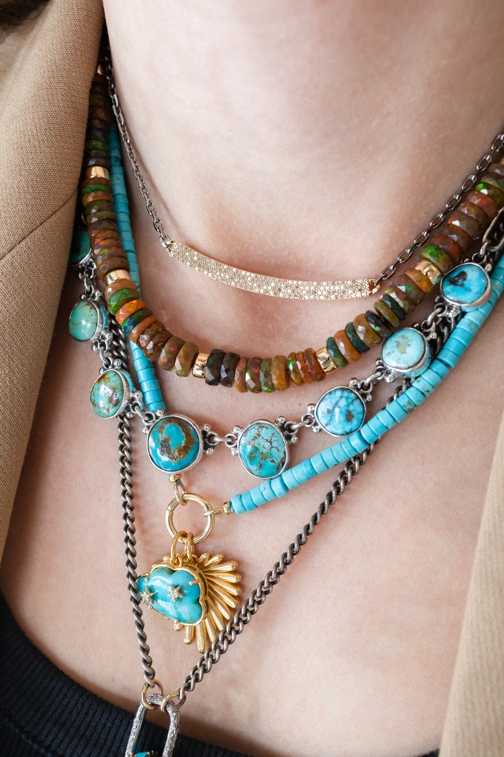 Dark Ethiopian Opal Rondelle Necklace