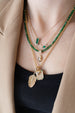 14K Gold 3 Baguette Emerald Vertical Bar Necklace