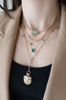 14K Gold Vertical Emerald Diamond Frame Necklace