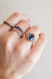 14K Gold Art Deco Diamond Sapphire Ring- size 6.5