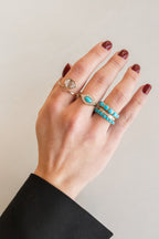 14K Gold Pronged Turquoise Eternity Ring