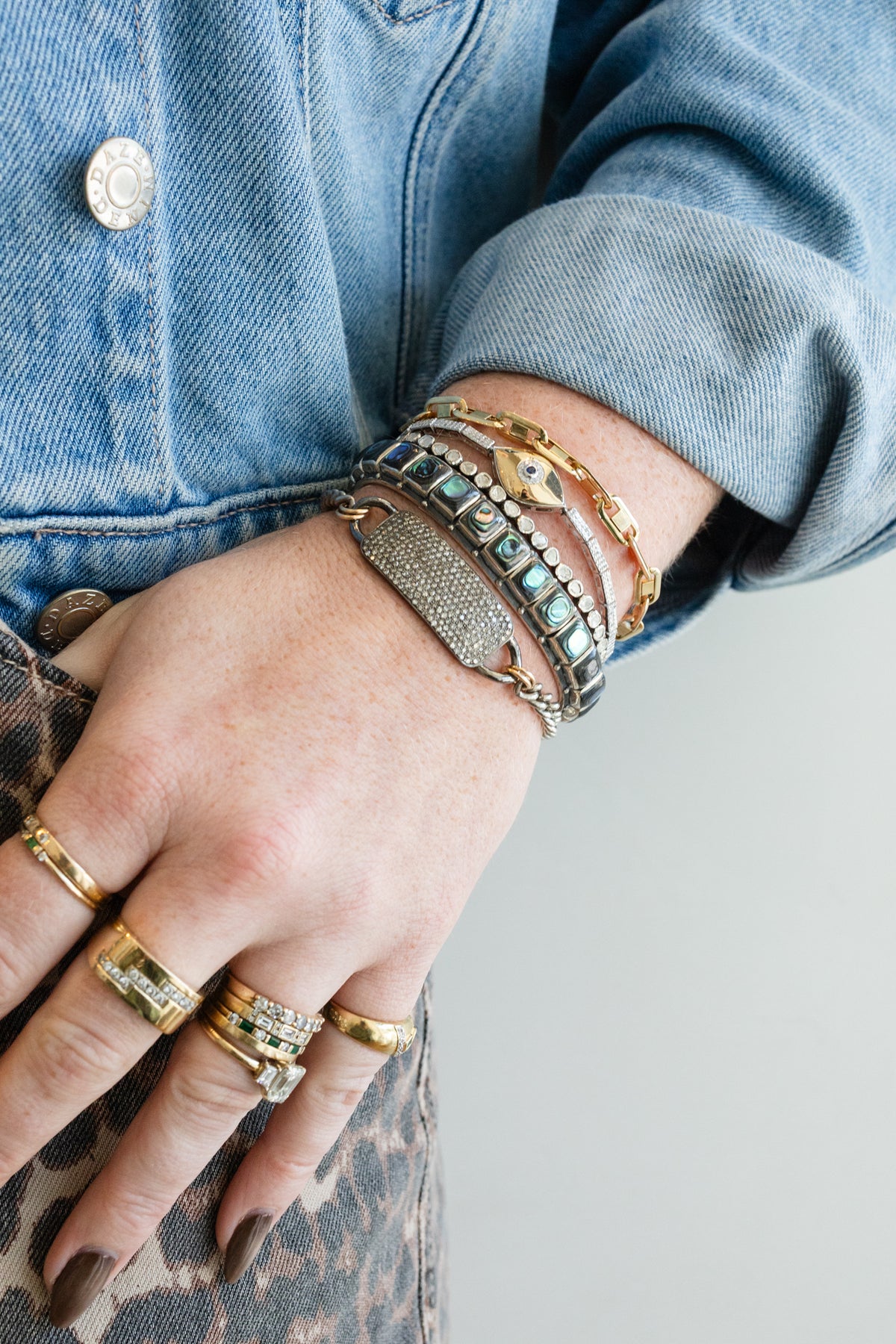 Federico Single Row Abalone Tile Cuff