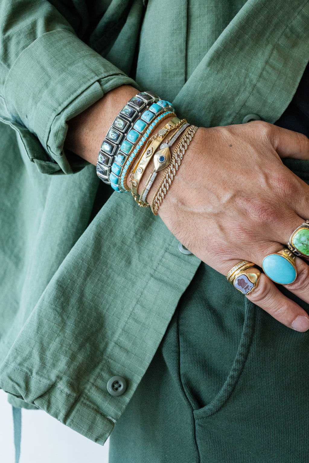 Large Federico Single Row Abalone Tile Cuff