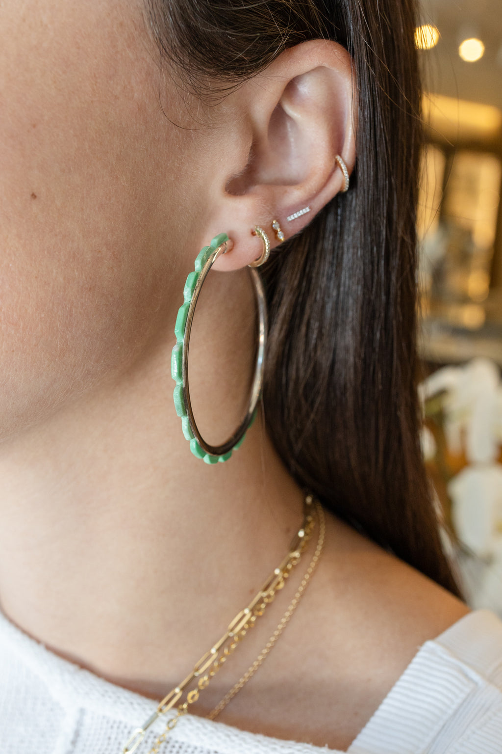 Green Turquoise Tiled Federico Hoops