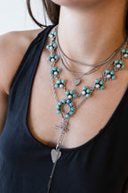 Federico Small Turquoise & Pearl Squash Blossom Necklace