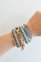 Federico Tooled Blue Turquoise Tiled Cuff