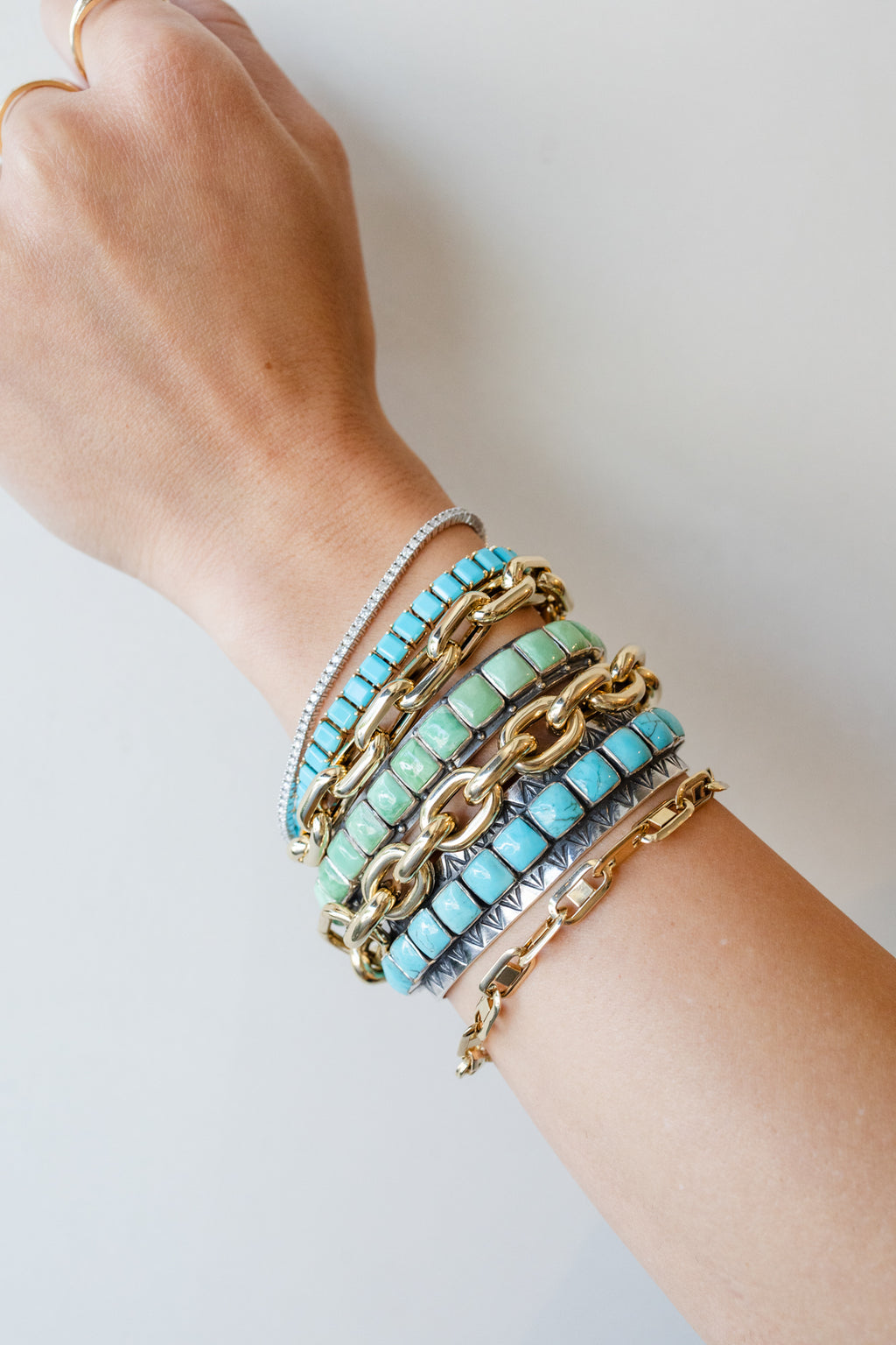 Federico Tooled Blue Turquoise Tiled Cuff
