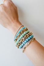 Federico Tooled Blue Turquoise Tiled Cuff
