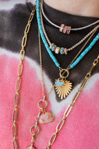 Mini 14K Gold Turquoise Double Diamond Spacer