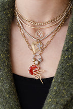 14K Gold Round + Link 17mm Lock Necklace